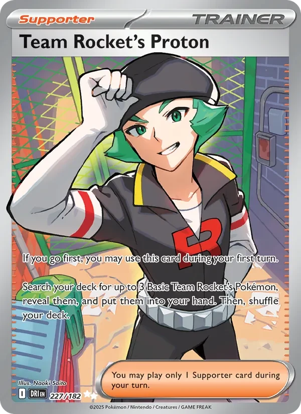 Team Rocket's Proton 227/182 Destined Rivals Pokémon card, Ultra Rare, front scan