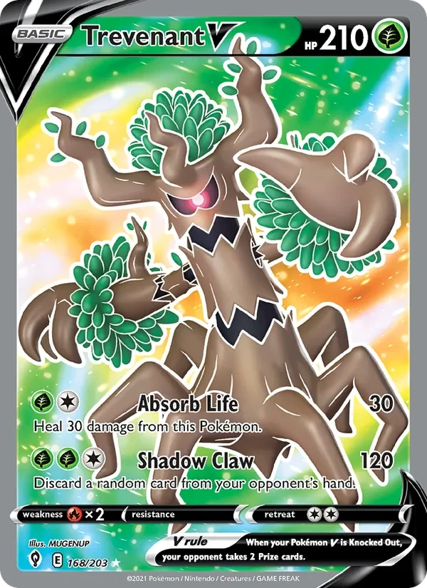 Trevenant V 168/203 Evolving Skies Pokémon card, Ultra Rare, front scan