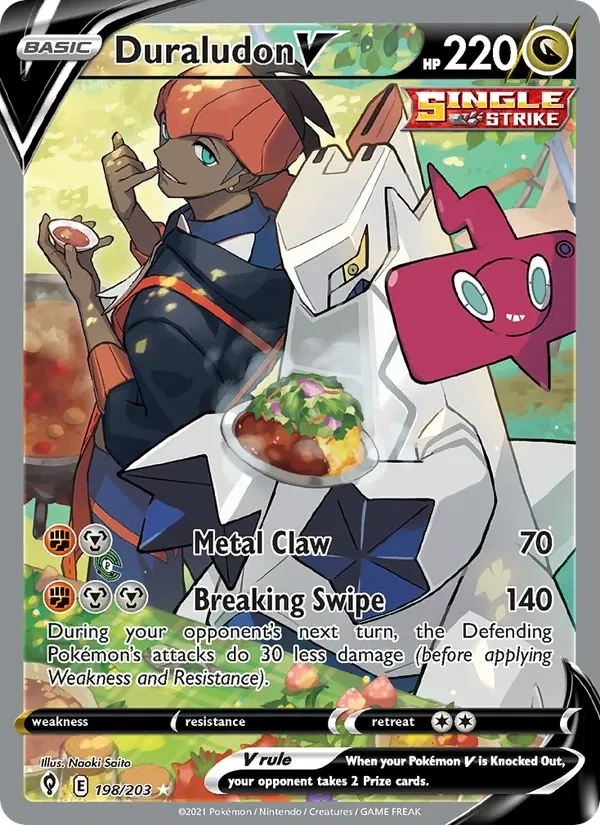 Duraludon V 198/203 Evolving Skies Pokémon card, Ultra Rare, front scan