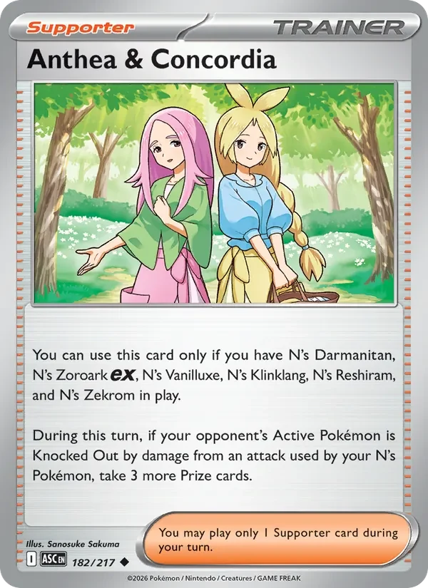 Anthea & Concordia 182/217 Ascended Heroes Pokémon card, Uncommon, front scan