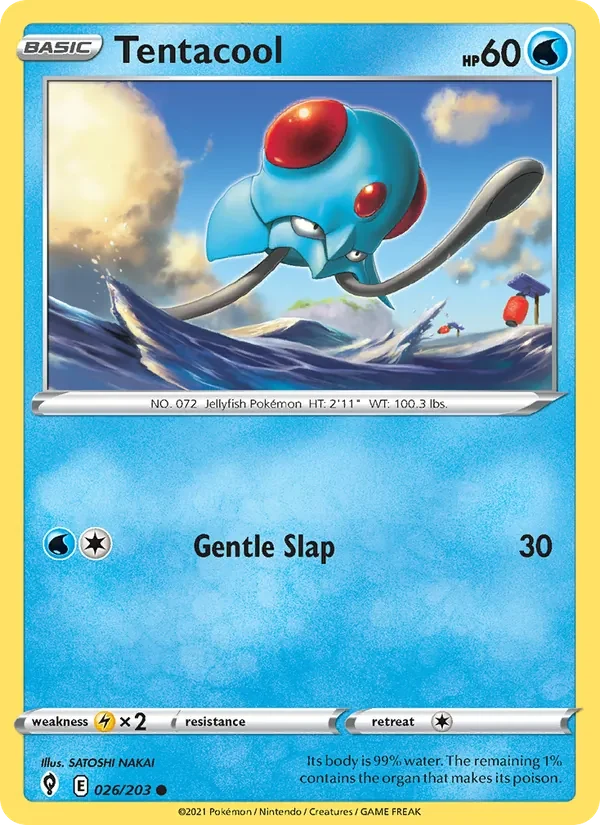 Tentacool 026/203 Evolving Skies Pokémon card, Common, front scan