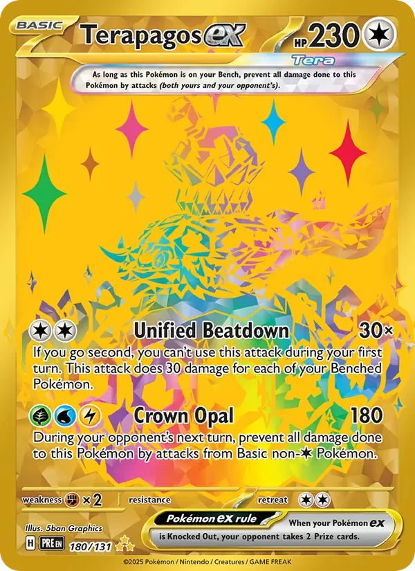 Terapagos ex 180/131 Prismatic Evolutions Pokémon card, Hyper Rare, front scan