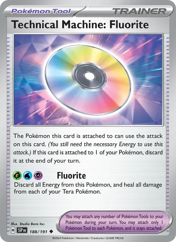 Technical Machine: Fluorite 188/191 Surging Sparks Pokémon card, Uncommon, front scan