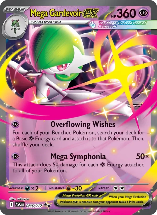 Mega Gardevoir ex 089/217 Ascended Heroes Pokémon card, Double Rare, front scan