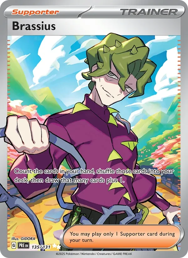 Brassius 135/131 Prismatic Evolutions Pokémon card, Ultra Rare, front scan