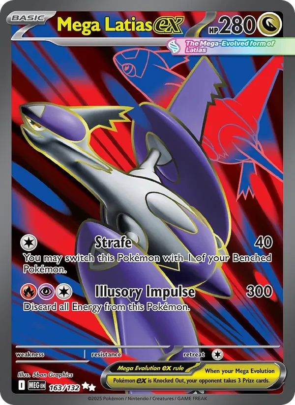 Mega Latias ex 163/132 Mega Evolution Pokémon card, Ultra Rare, front scan