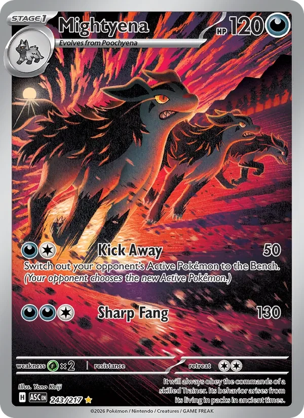 Mightyena 243/217 Ascended Heroes Pokémon card, Illustration Rare, front scan