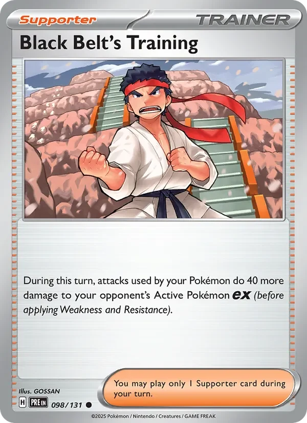 Black Belt's Training 098/131 Prismatic Evolutions Pokémon card, Common, front scan