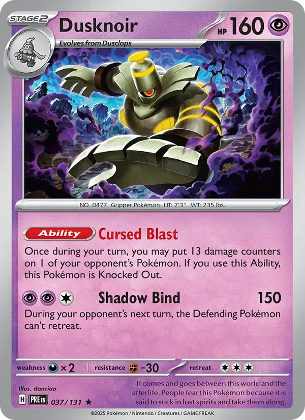 Dusknoir 037/131 Prismatic Evolutions Pokémon card, Rare, front scan