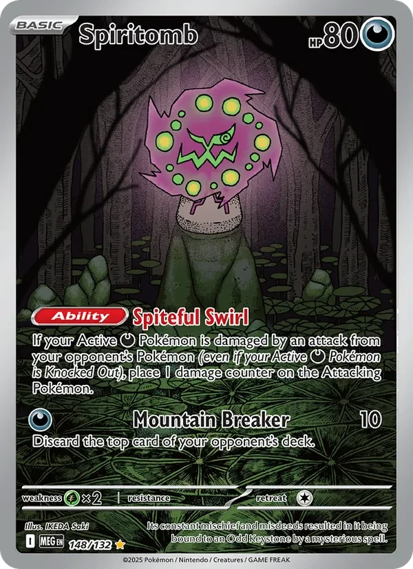 Spiritomb 148/132 Mega Evolution Pokémon card, Illustration Rare, front scan