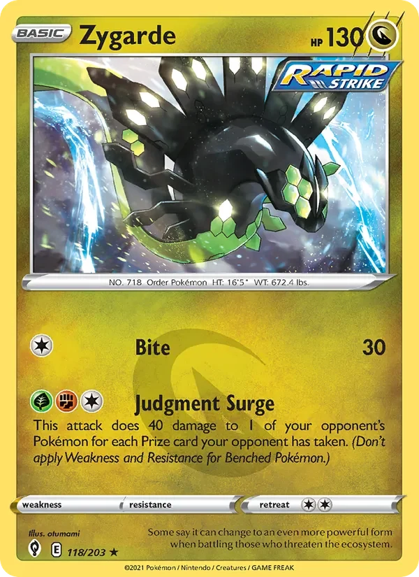 Zygarde 118/203 Evolving Skies Pokémon card, Holo Rare, front scan
