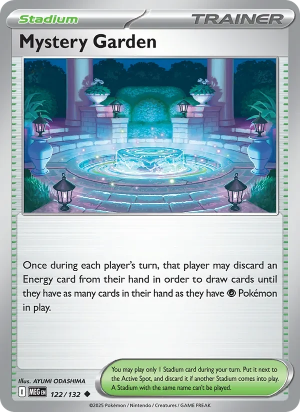 Mystery Garden 122/132 Mega Evolution Pokémon card, Uncommon, front scan