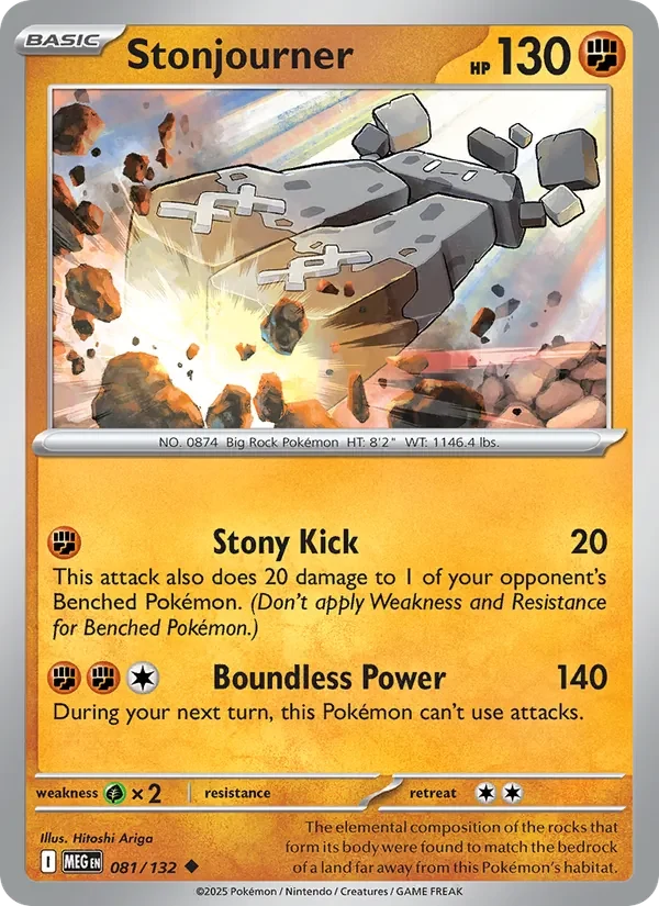 Stonjourner 081/132 Mega Evolution Pokémon card, Uncommon, front scan