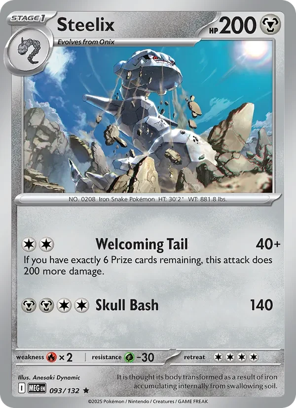 Steelix 093/132 Mega Evolution Pokémon card, Rare, front scan