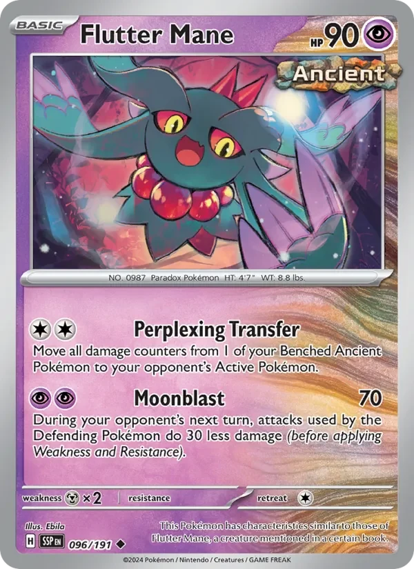 Flutter Mane 096/191 Surging Sparks Pokémon card, Uncommon, front scan