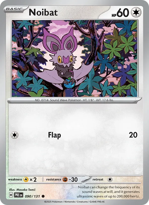 Noibat 090/131 Prismatic Evolutions Pokémon card, Common, front scan