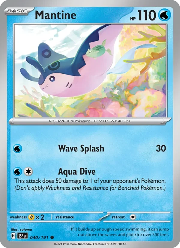 Mantine 040/191 Surging Sparks Pokémon card, Common, front scan