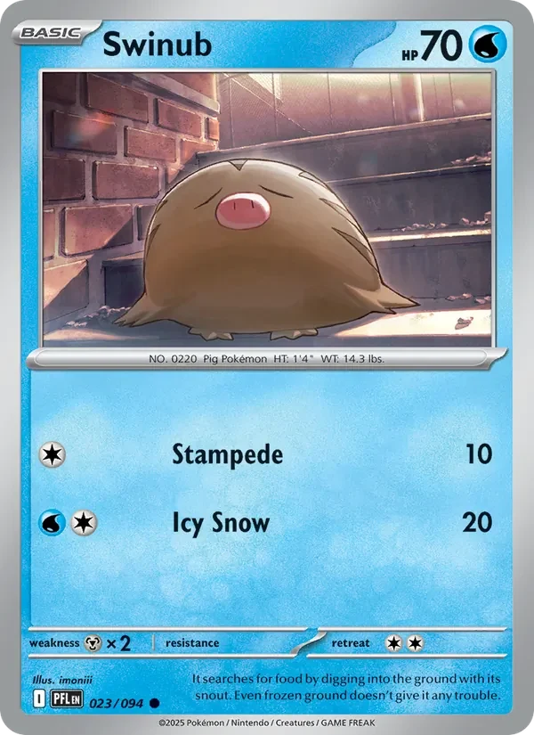 Swinub 023/094 Phantasmal Flames Pokémon card, Common, front scan