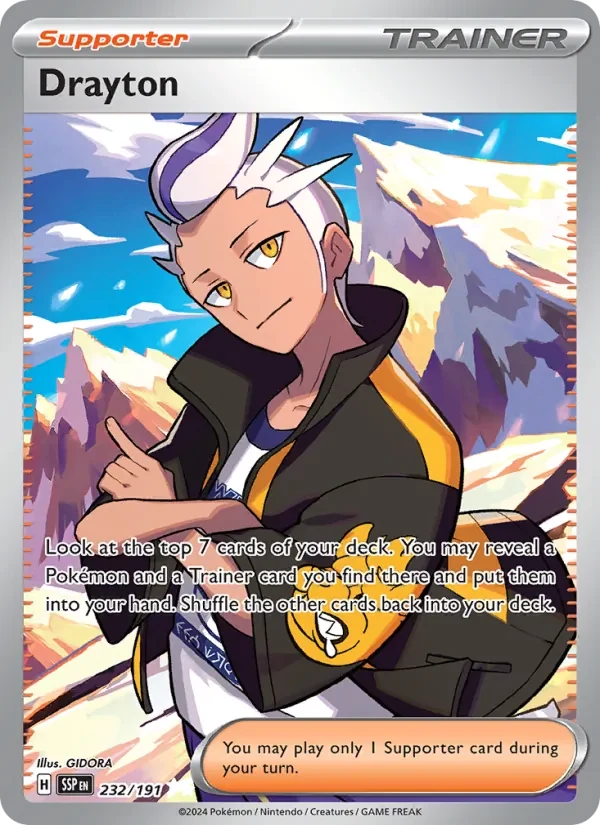 Drayton 232/191 Surging Sparks Pokémon card, Ultra Rare, front scan