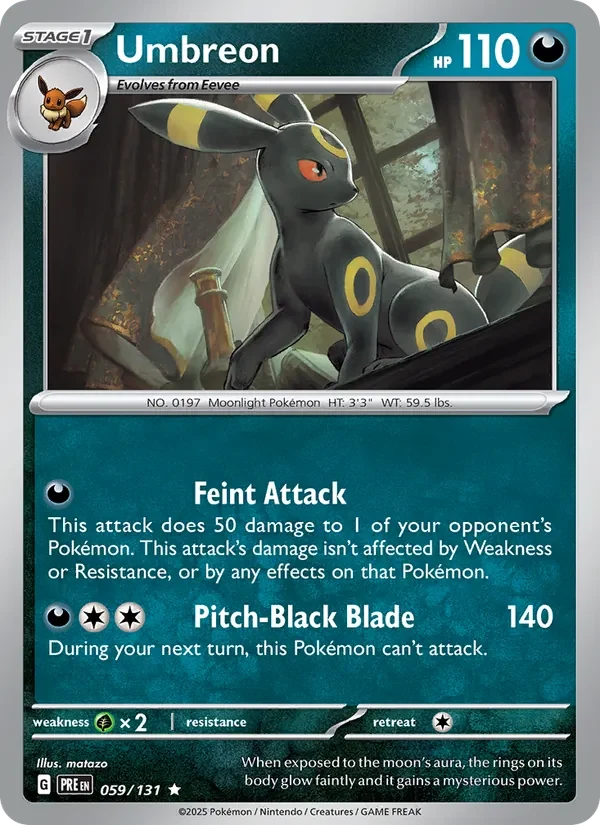 Umbreon 059/131 Prismatic Evolutions Pokémon card, Rare, front scan