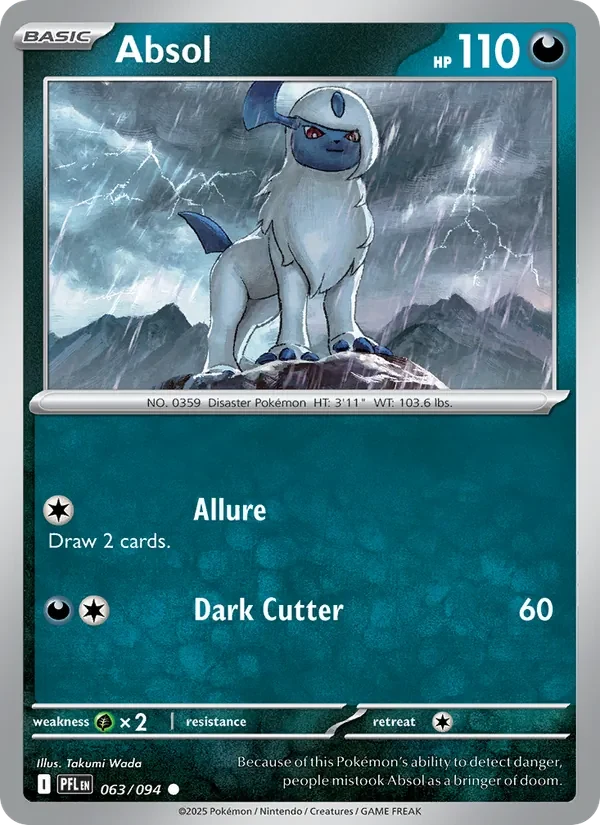 Absol 063/094 Phantasmal Flames Pokémon card, Common, front scan