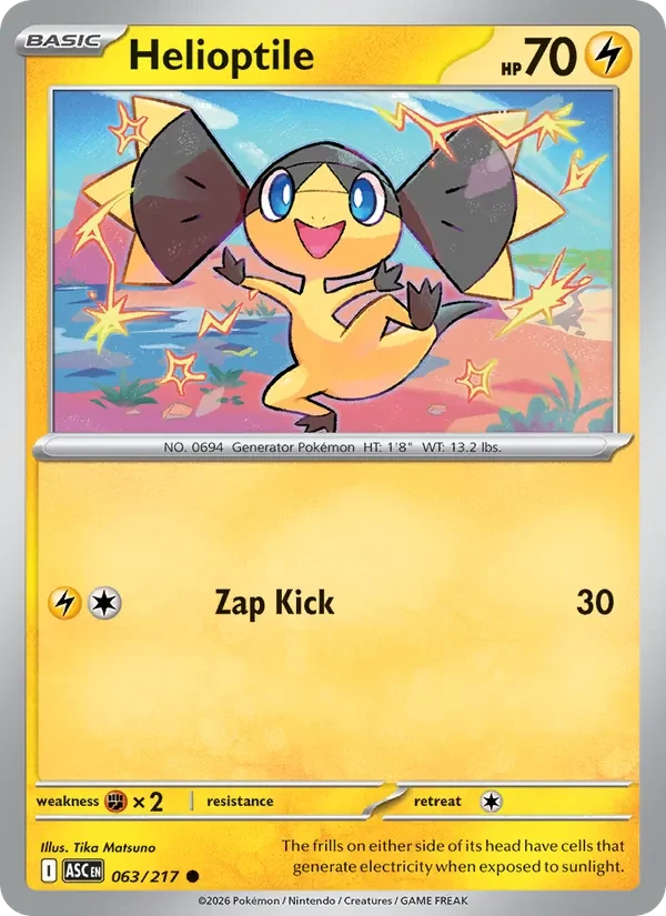 Helioptile 063/217 Ascended Heroes Pokémon card, Common, front scan