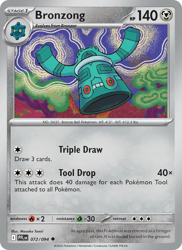Bronzong 072/094 Phantasmal Flames Pokémon card, Uncommon, front scan