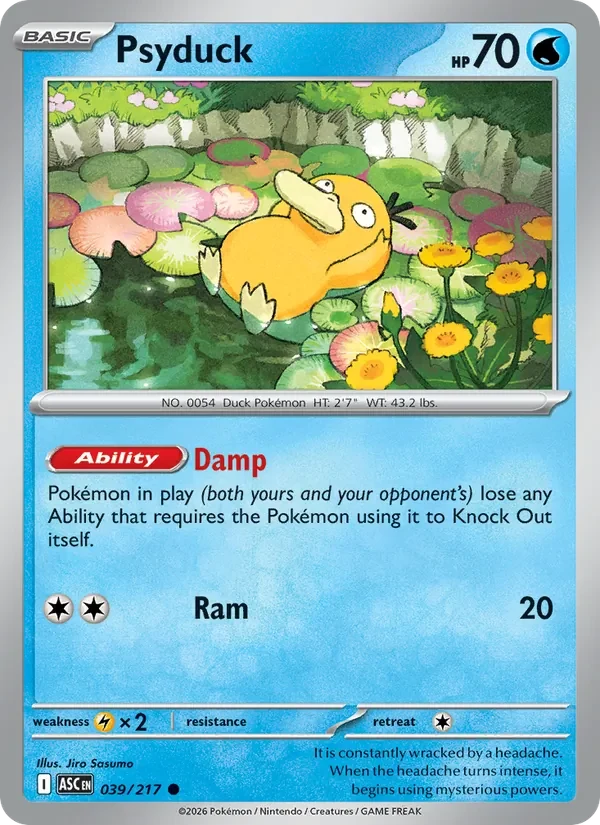 Psyduck 039/217 Ascended Heroes Pokémon card, Common, front scan