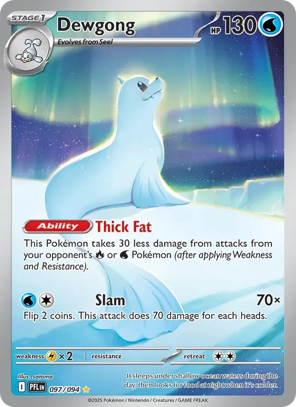 Dewgong 097/094 Phantasmal Flames Pokémon card, Illustration Rare, front scan