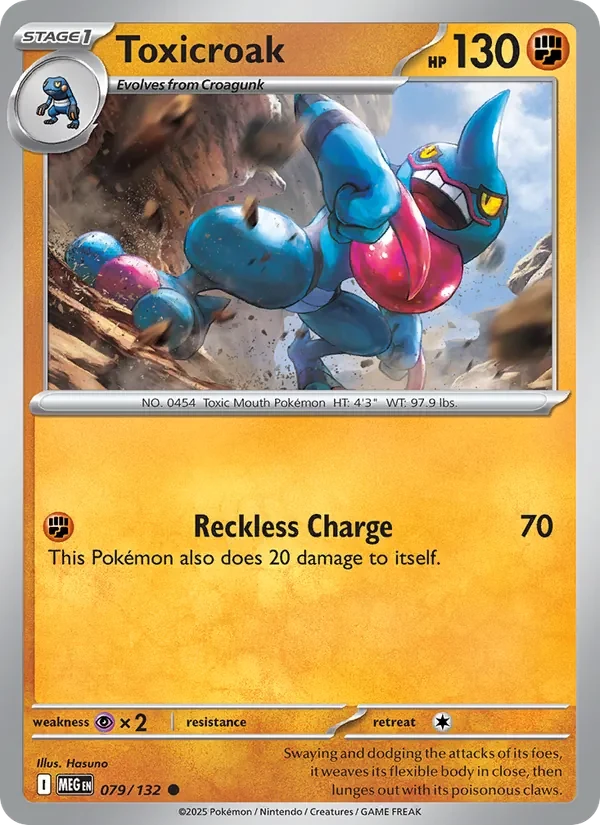Toxicroak 079/132 Mega Evolution Pokémon card, Common, front scan
