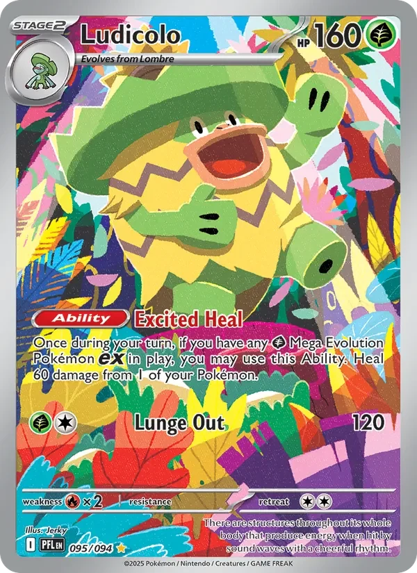 Ludicolo 095/094 Phantasmal Flames Pokémon card, Illustration Rare, front scan