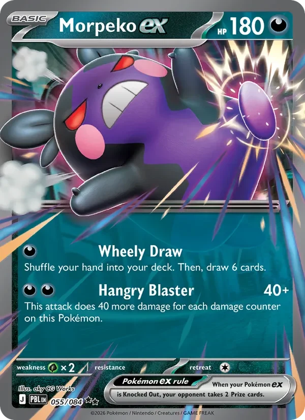 Morpeko ex 055/084 Pitch Black Pokémon card, Double Rare, front scan