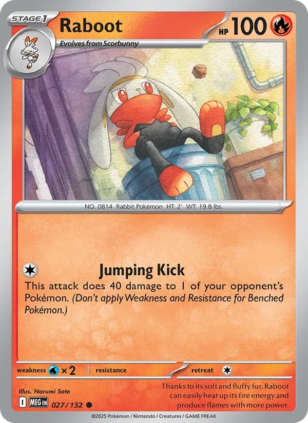 Raboot 027/132 Mega Evolution Pokémon card, Common, front scan
