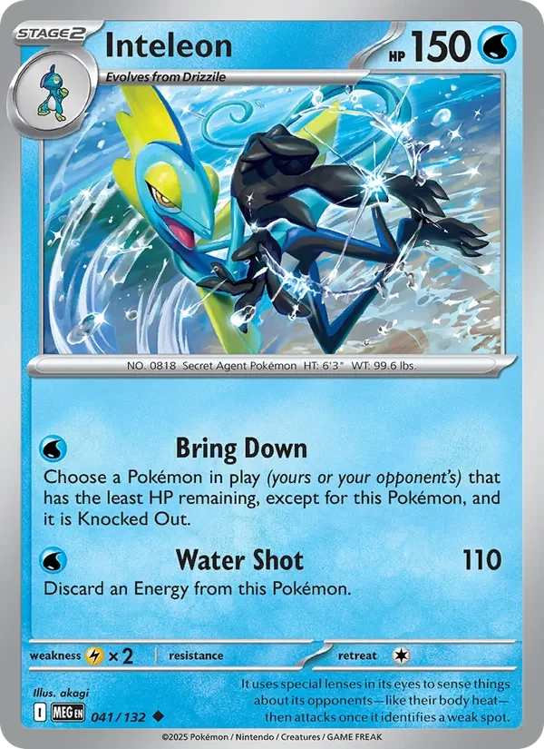 Inteleon 041/132 Mega Evolution Pokémon card, Uncommon, front scan
