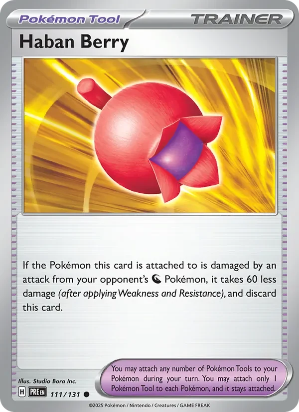 Haban Berry 111/131 Prismatic Evolutions Pokémon card, Common, front scan