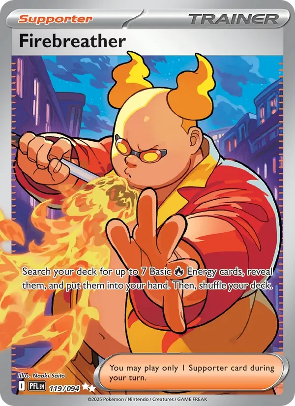 Firebreather 119/094 Phantasmal Flames Pokémon card, Ultra Rare, front scan