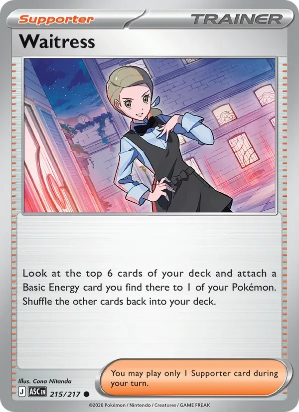 Waitress 215/217 Ascended Heroes Pokémon card, Common, front scan