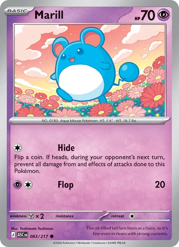 Marill 083/217 Ascended Heroes Pokémon card, Common, front scan