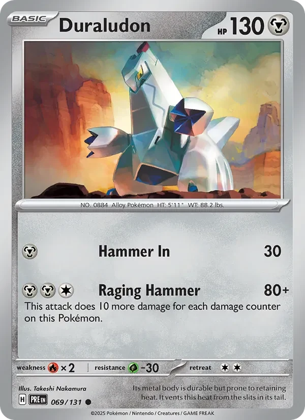 Duraludon 069/131 Prismatic Evolutions Pokémon card, Common, front scan