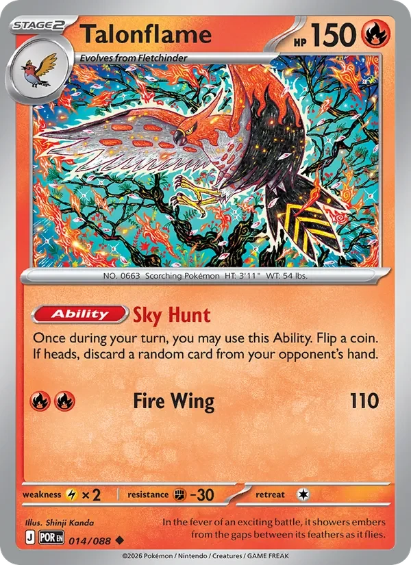 Talonflame 014/088 Perfect Order Pokémon card, Uncommon, front scan