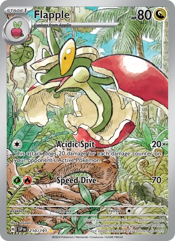 Flapple 210/191 Surging Sparks Pokémon card, Illustration Rare, front scan