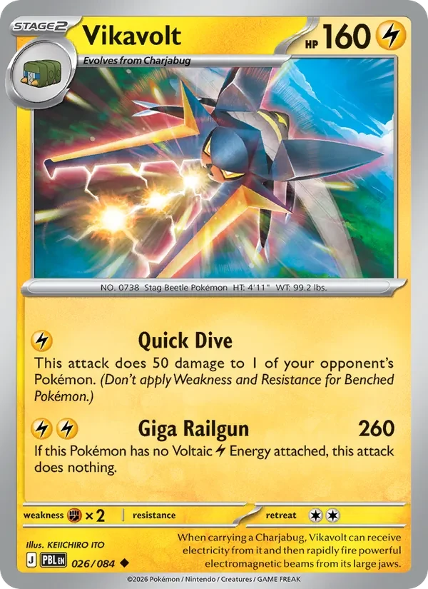 Vikavolt 026/084 Pitch Black Pokémon card, Uncommon, front scan