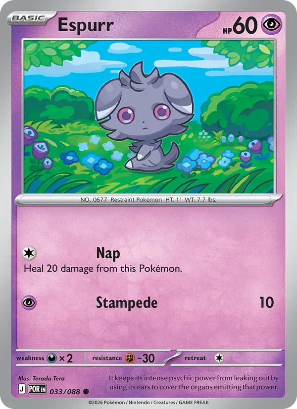 Espurr 033/088 Perfect Order Pokémon card, Common, front scan