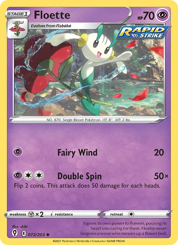 Floette 072/203 Evolving Skies Pokémon card, Uncommon, front scan