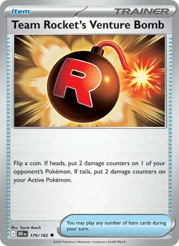 Team Rocket's Venture Bomb 179/182 Destined Rivals Pokémon card, Uncommon, front scan