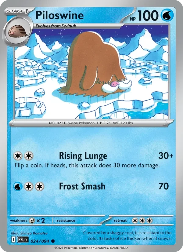 Piloswine 024/094 Phantasmal Flames Pokémon card, Common, front scan