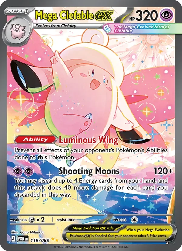 Mega Clefable ex 119/088 Perfect Order Pokémon card, Special Illustration Rare, front scan