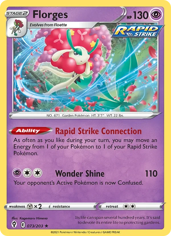 Florges 073/203 Evolving Skies Pokémon card, Holo Rare, front scan