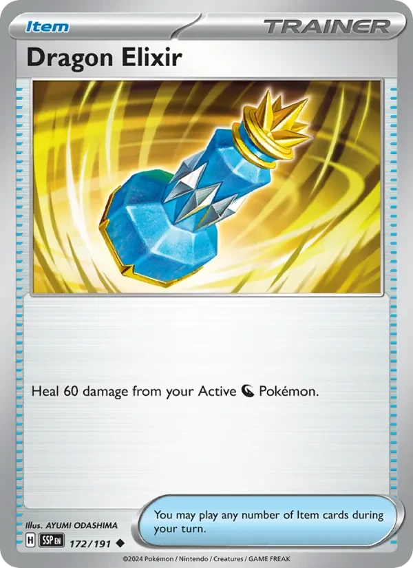 Dragon Elixir 172/191 Surging Sparks Pokémon card, Uncommon, front scan