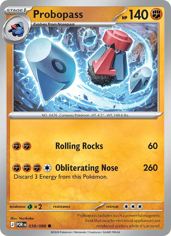 Probopass 038/088 Perfect Order Pokémon card, Common, front scan